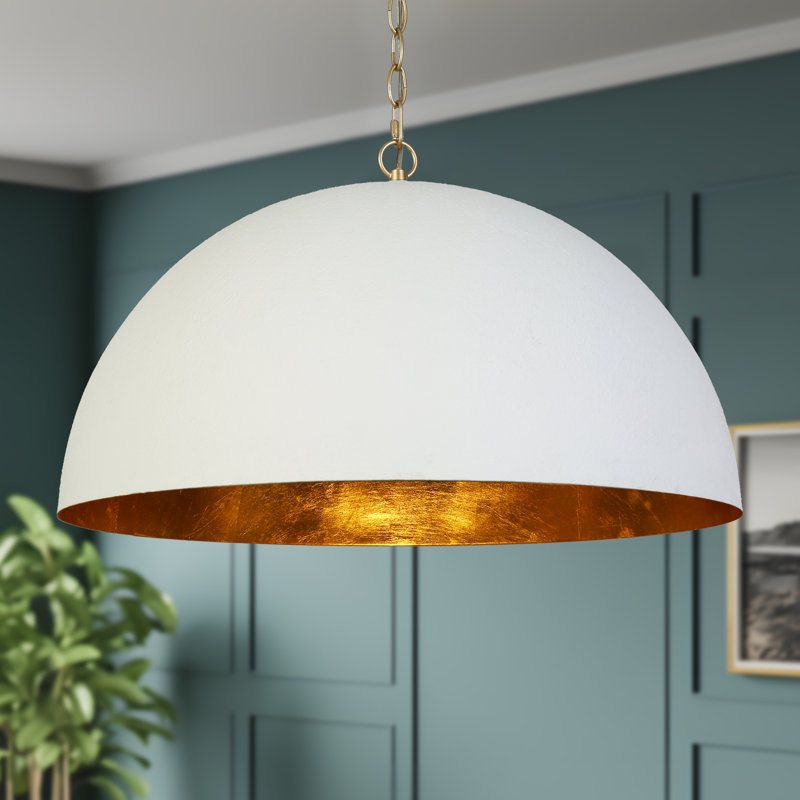 Grand luminaire suspendu à dôme simple 1 lumière 23,6 po Hylia, Blanc