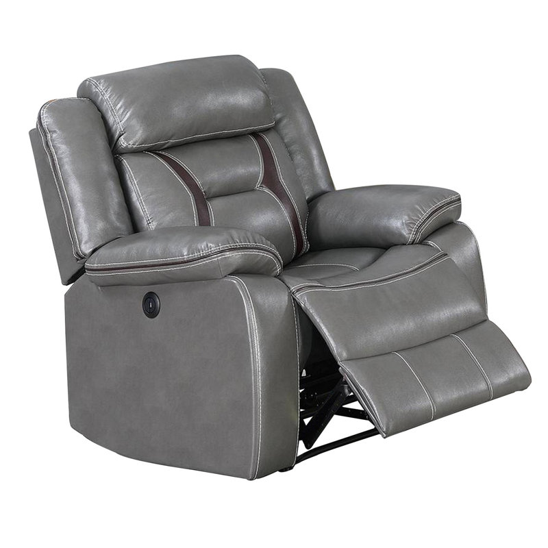Fauteuil inclinable électrique oscillant de 37 po de largeur Antwian, Faux cuir gris