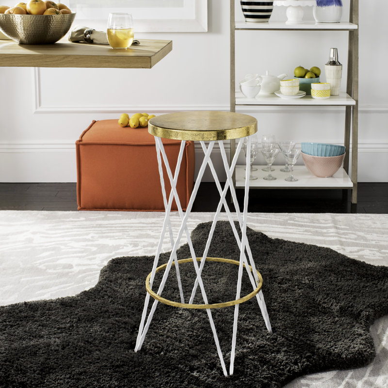 Ameli Counter Stool with Iron Frame, White