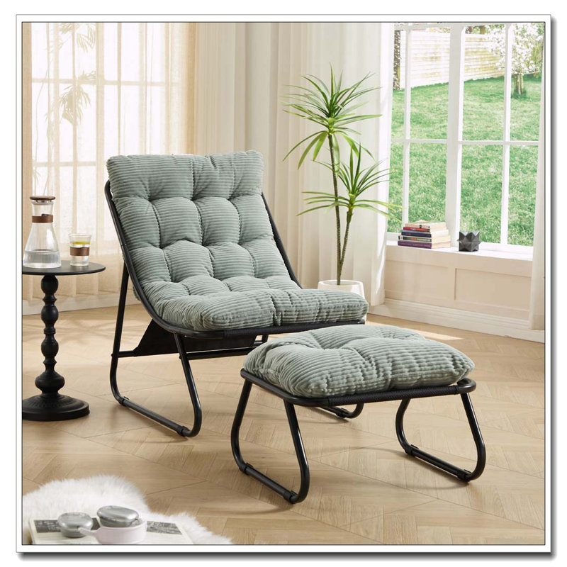 Chaise longue d'extérieur avec repose-pieds pour patio, Vert clair