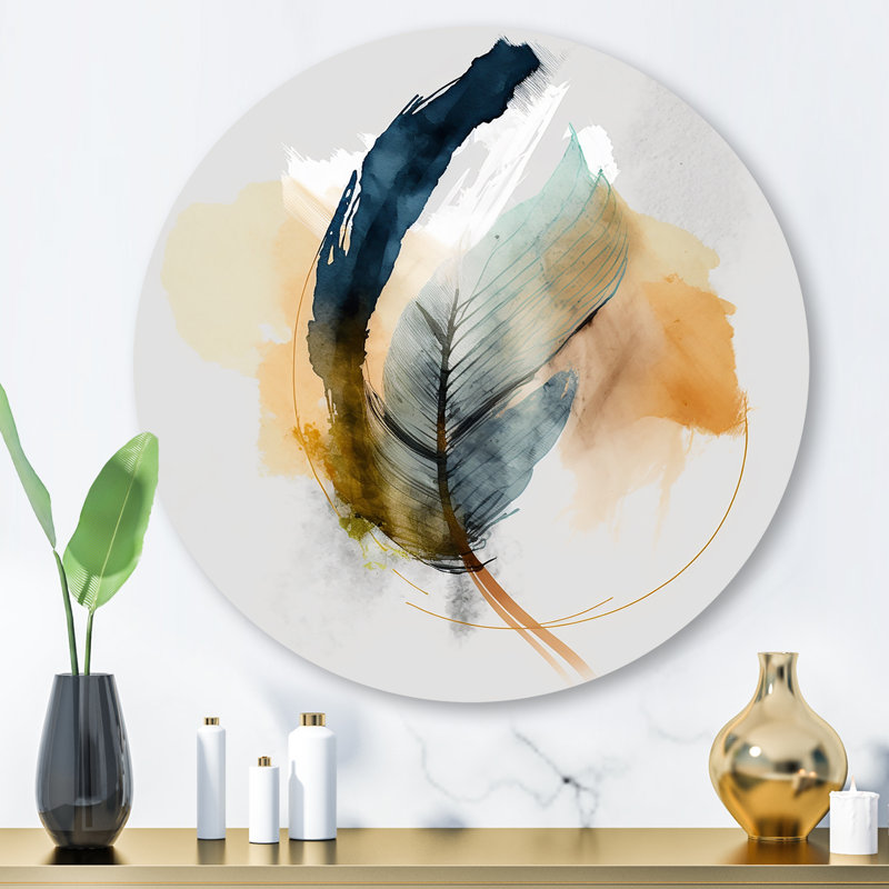 Green Artful Philodenron Leaf II - Leaves Round Wall Art on Metal, 16" H x 16" W x 1" D