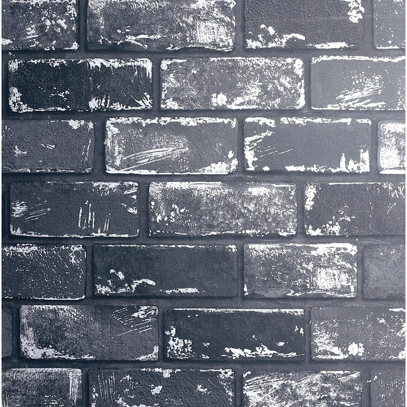 Buchholz 10.05m x 53cm Metallic Finish Wallpaper Roll, Black/Silver