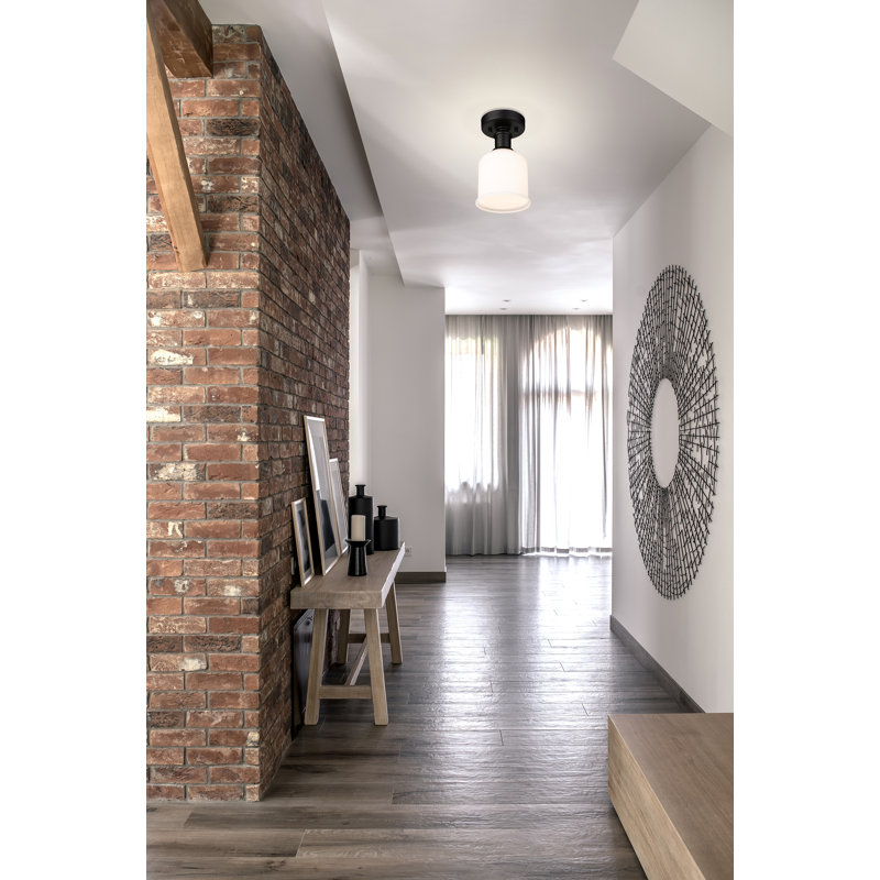Gakai Glass Semi Flush Mount, Matte Black