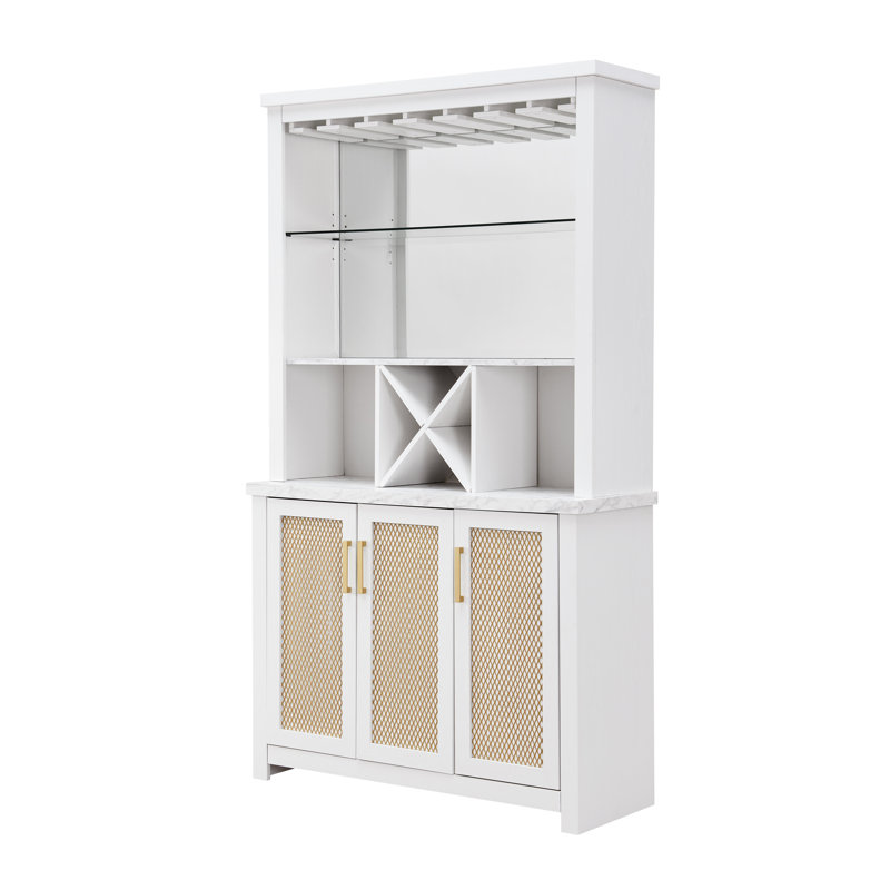 41.73'' Bar Cabinet, White/Gold