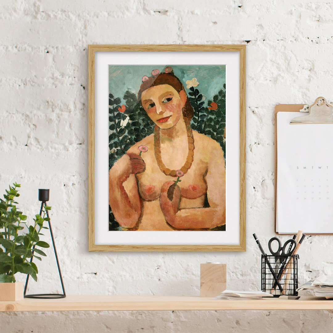 Gerahmtes Poster Half Nude with Amber Necklace