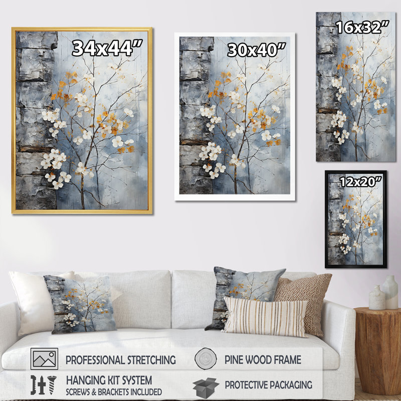 «Minimalist Granite Grape Leaves II», reproduction sur toile encadrée, Cadre simple argenté, H 20 po x l 12 po x P 1 po