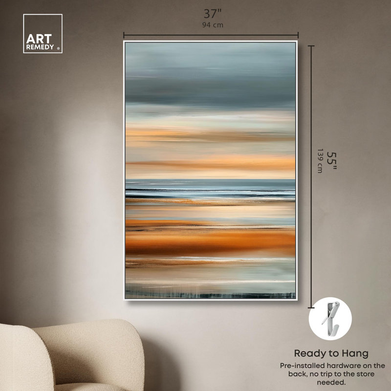 Incoming Tide Living Room Art Canvas Print by Art Remedy, 36" H x 24" W, White Frame