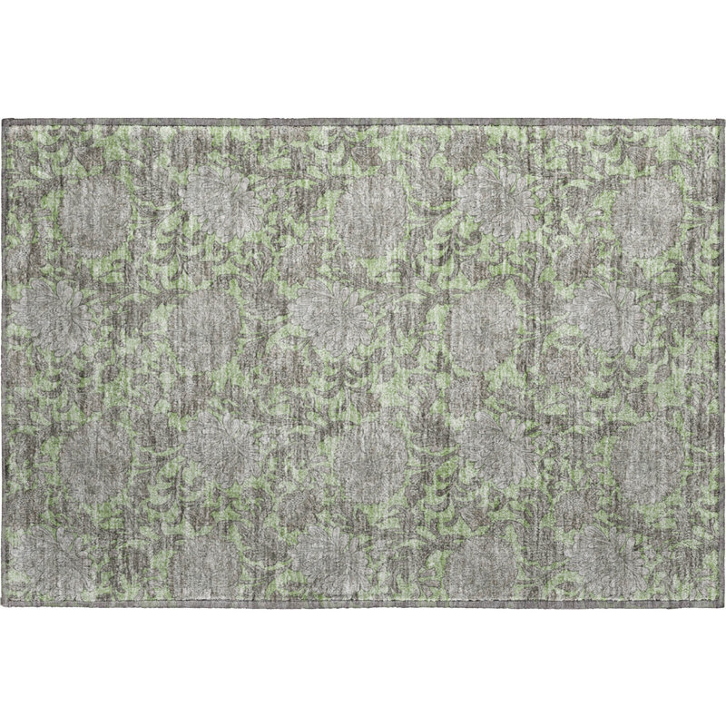 Premium Machine Washable Prisco Aloe Rug, Rectangle 1'8" x 2'6"