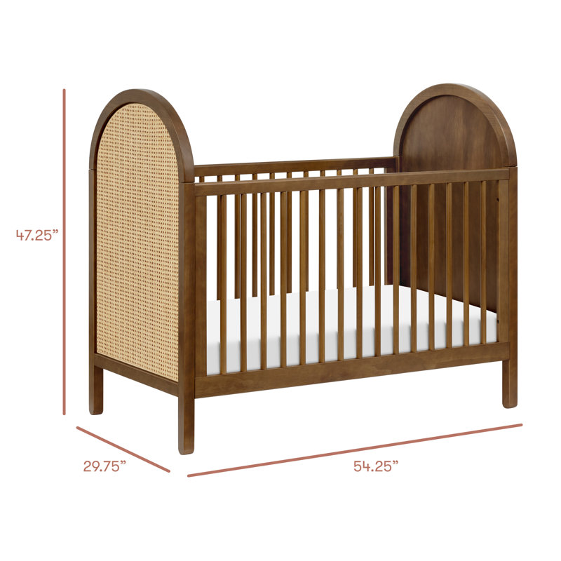 Bondi Cane 3-in-1 Convertible Crib, Natural Walnut with Natural Cane
