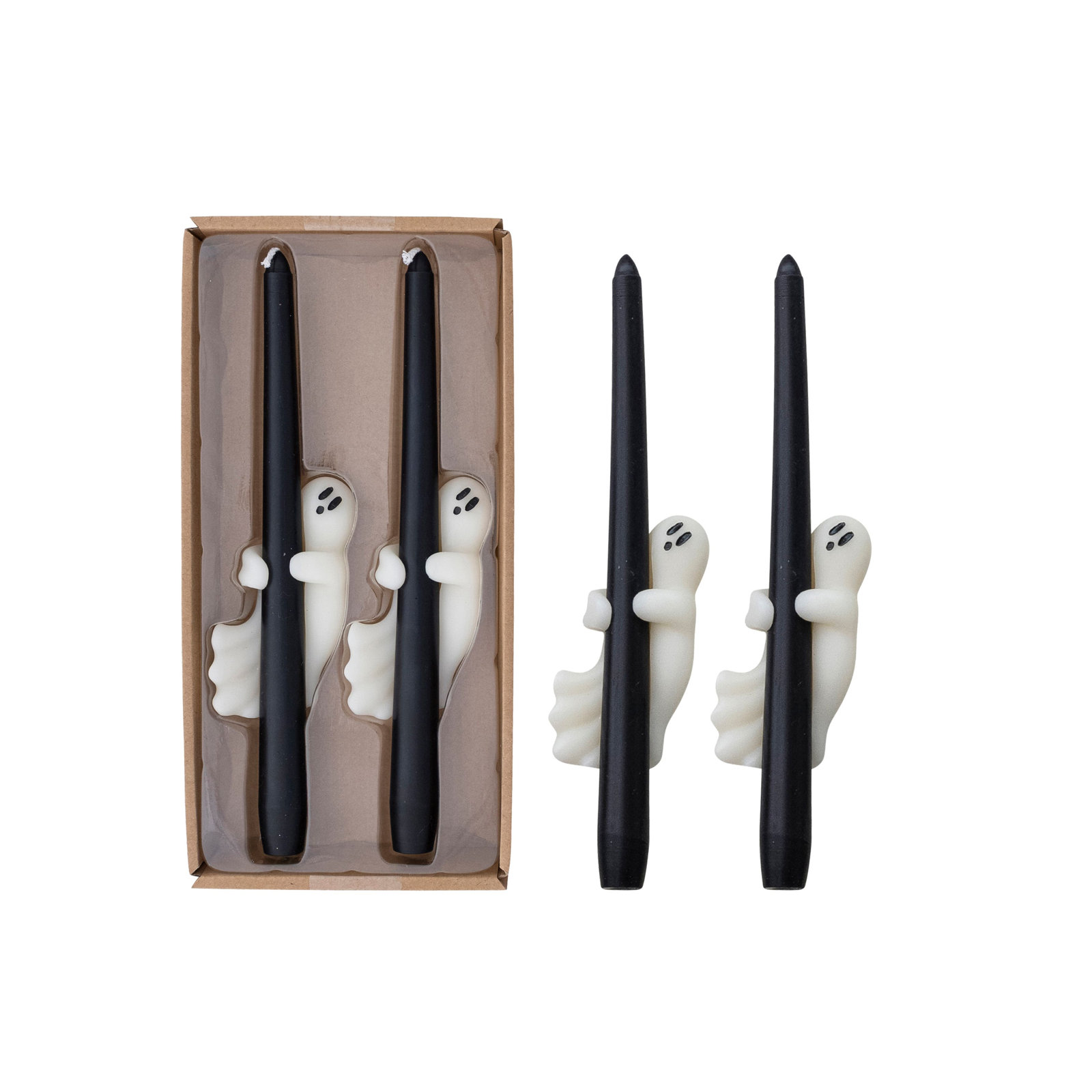 Unscented Ghost Taper Candles In Box Black & White