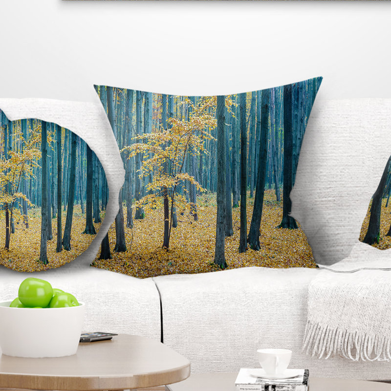 Coussin forestier de plage d’automne dense, 18 po x 18 po, Coussin décoratif