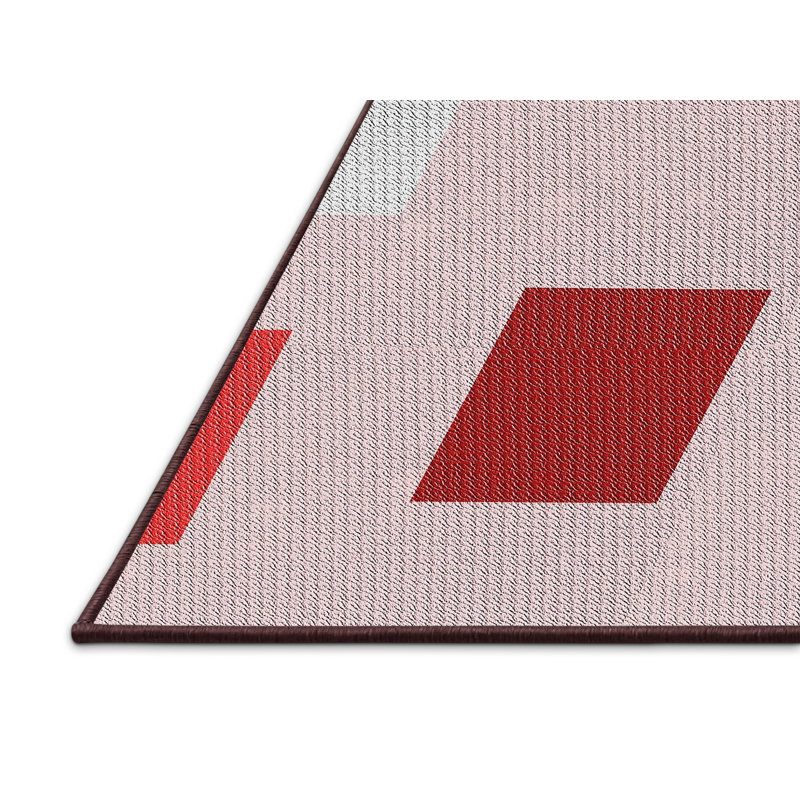 Tapis géométrique rose / rouge, Rectangle 5 pi x 7 pi