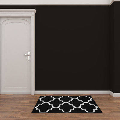 Bathampton Geometric Tufted Black Area Rug