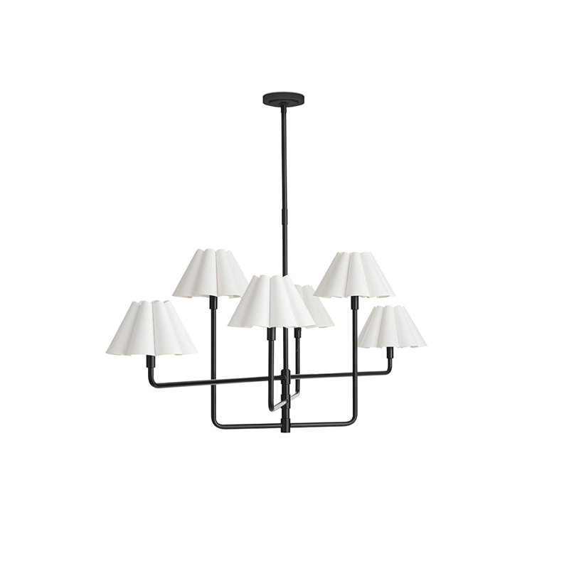 Polly 6-Light Chandelier, Natural Brass, White
