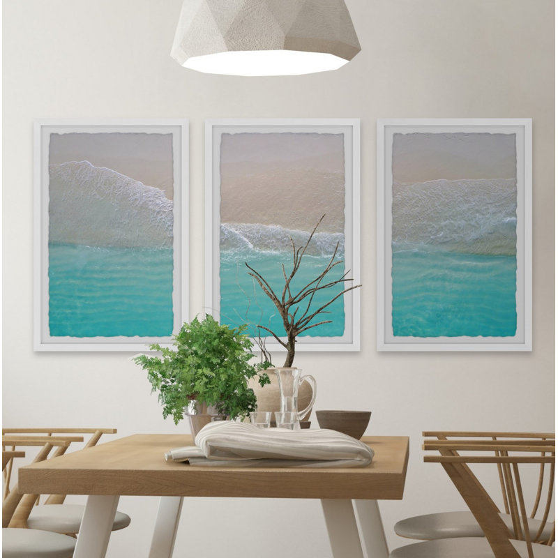 Seaside paradise, ensemble de 3 reproductions d’art encadrées sur papier, H 30 po x l 20 po x P 1,5 po