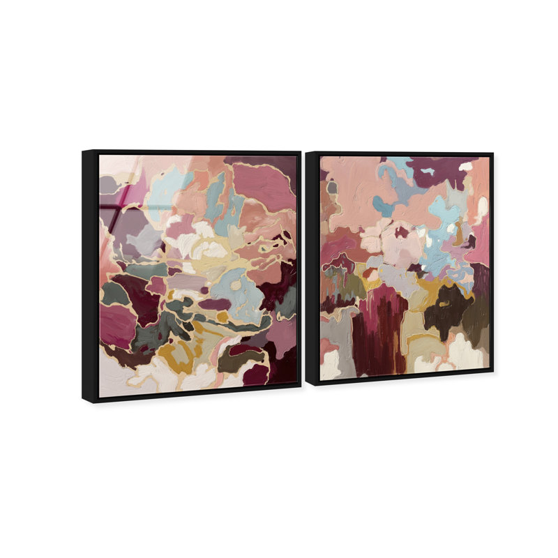 Ruby Lovers Set High-Gloss Frameless Acrylic Glass Wall Art Abstract Print by Oliver Gal, Ready to Hang, 16 x 20, 21"H x 25"W