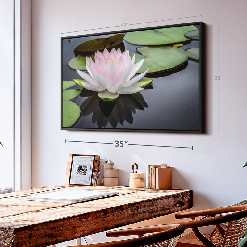 Floral et botanique «Lotus rose blanc», H 25 po x l 37 po
