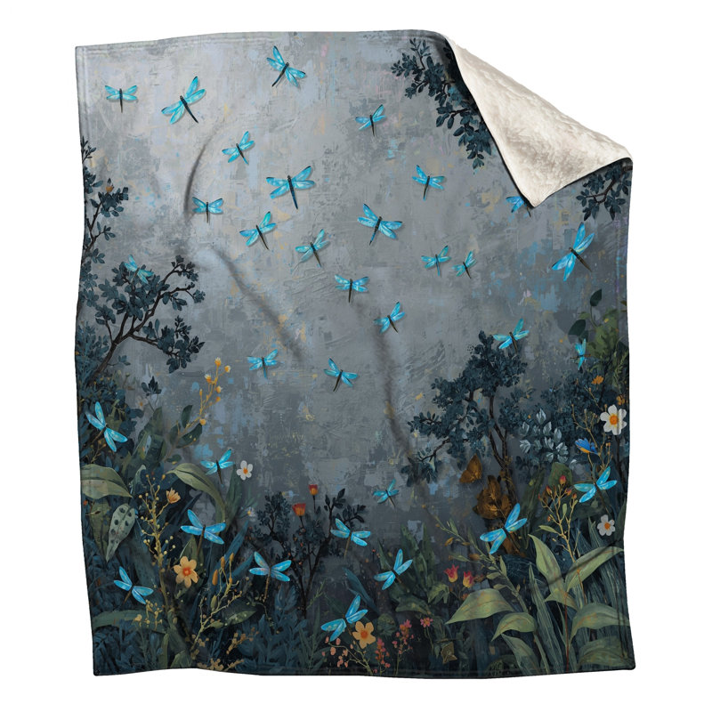 Libellules bleues dans des couvertures de jardin, L 50 po x H 60 po