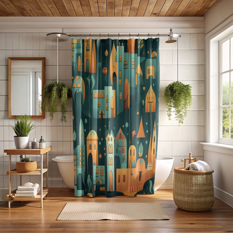 Rideau de douche Chirpy City - Premium, H 74 po x l 71 po
