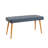 Extendable Dining Table & Chairs Set (6 Pieces), Oak & Dark Blue, Table: 47.2 x 29.5 x 29.5 inches | 100% Melamine Coated Particle Board, 0.7 inches Thick | 4 Linen Foam Chairs & Metal Frame Bench, Scandinavian Design-590987728-590987821-590987823
