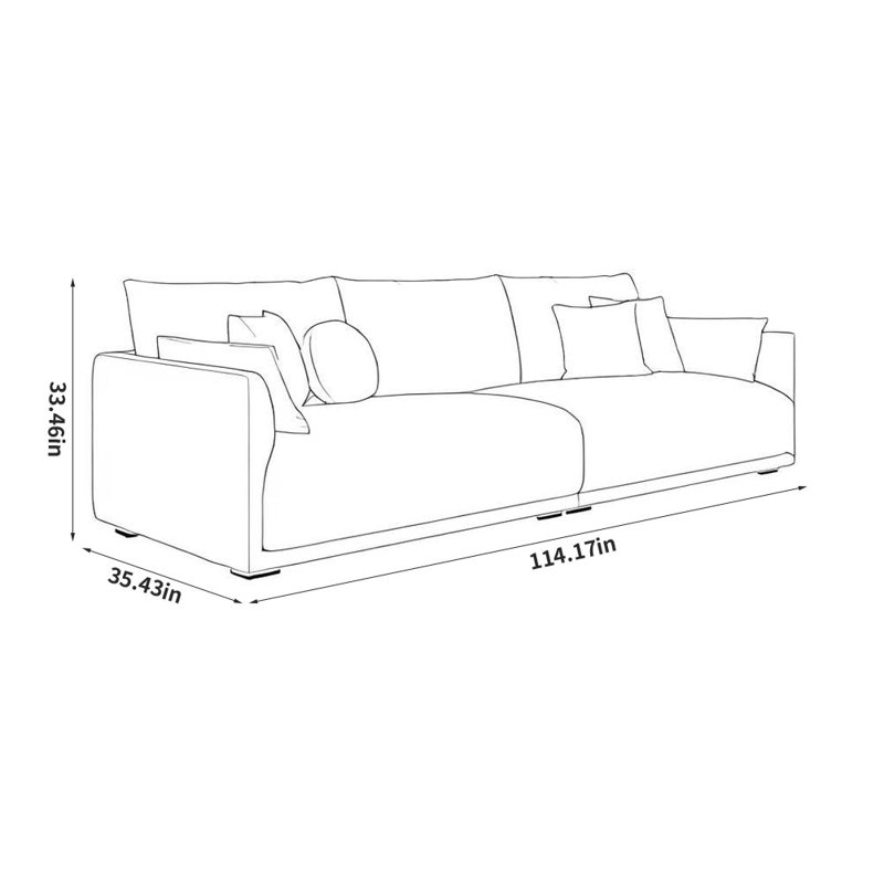 Modern Simple Creative Sofa, 33.46" H x 114.17" W x 35.43" D