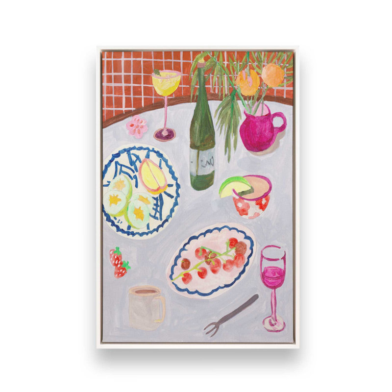 «Bites and Sips II» par Melissa Wang, reproduction d'art, 16" H x 12" W, Blanc