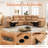 Idrissi Modern Top Faux Leather Electric Reclining Home Theater Sectional Sofa with Console & USB & Fold-Down Backrest