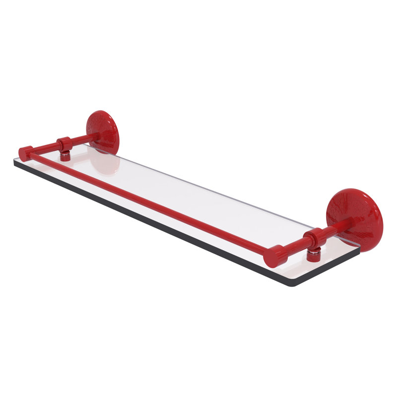 Tablette en verre trempé Yae Carlo, H 3 po x l 22 po x P 5 po, Rouge pompier