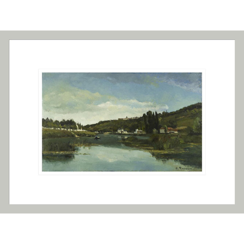 «The Marne at Chennevières» par Camille Pissarro, impression giclée encadrée, 12.57" H x 16.75" W