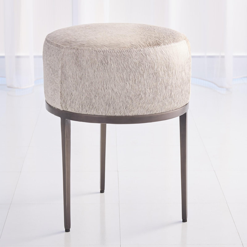 Urban Stool w/Hair-on-Hide, Antique Gunmetal/Gray