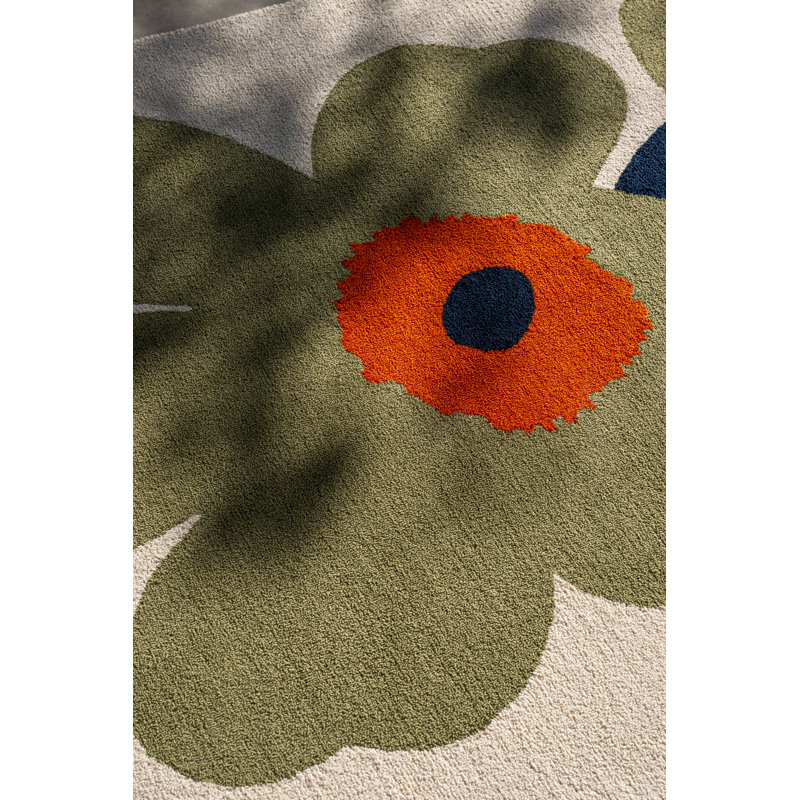 Unikko Anniversary Honey | 433001, Rectangle 4'7" x 6'7", Dusty Green