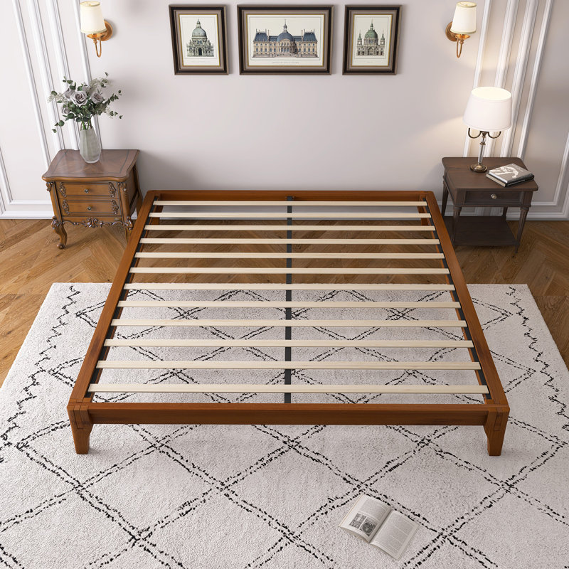Solid Dry Bamboo Wood Platform Bed Frame, King