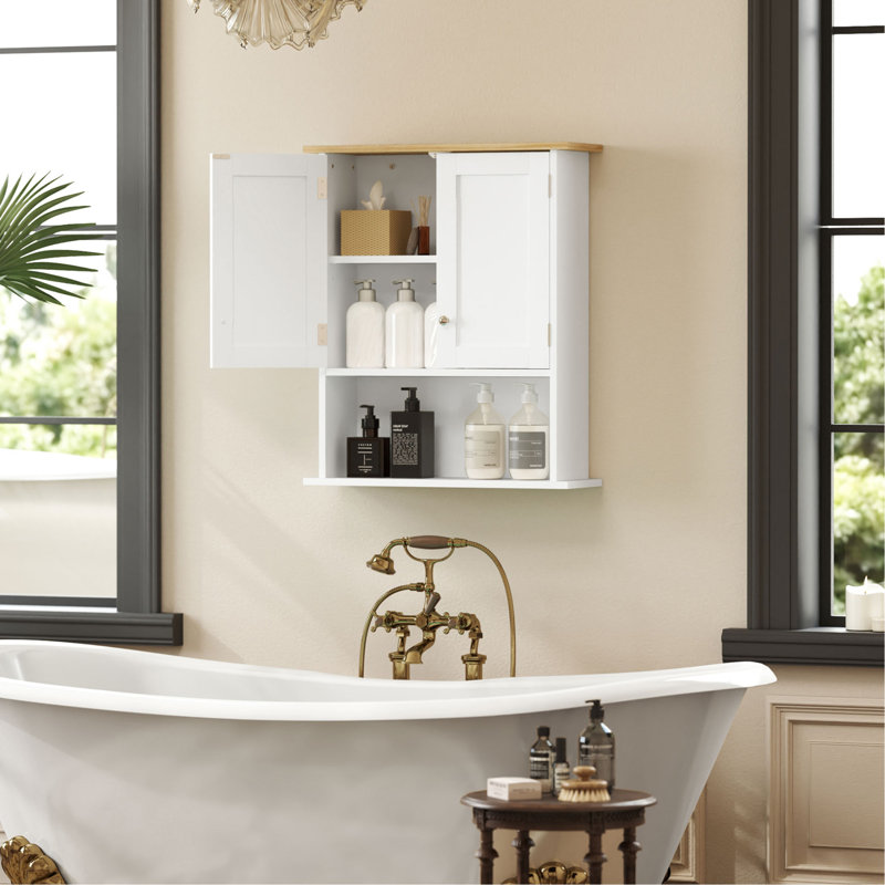 Bathroom Wall Cabinet, Modern Bathroom Cabinet Wall Mounted Medicine Cabinet With 2 Doors, Adjustable Shelf, Over The Toilet