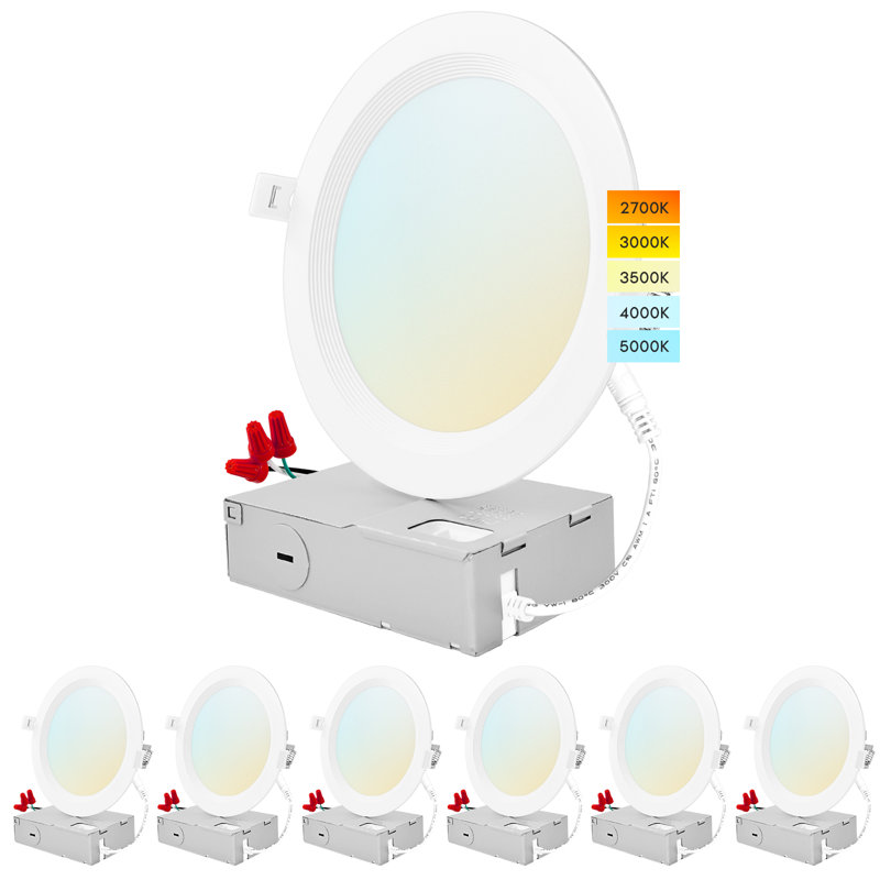 6'' Selectable Color Temperature Dimmable Air-Tight IC Rated LED Canless Recessed Lighting Kit