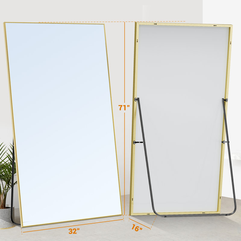 Miroir surdimensionné sur toute la longueur avec cadre en aluminium de qualité aérospatiale et verre nano - chambre à coucher, salle de bain, salle de sport