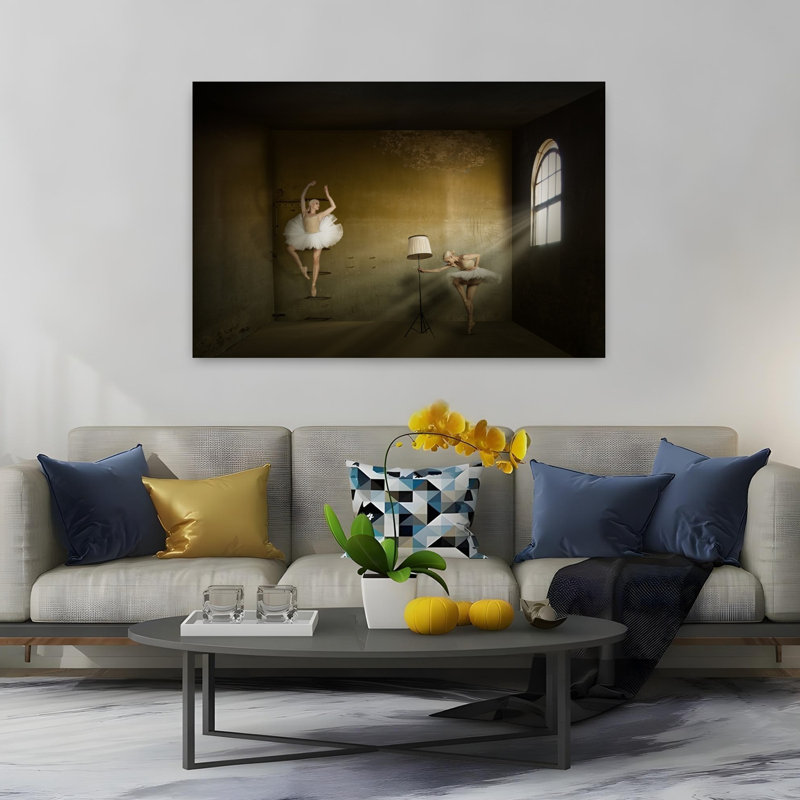 Rêve de danseuses de ballet - Illustration murale à l'architecture dramatique, élégante et éthérée, H 40 po x l 60 po