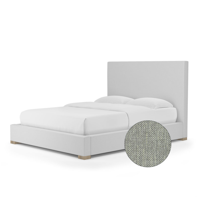 Sloan Upholstered Bed, California King, Pebble Weave Linen Haze, Natural