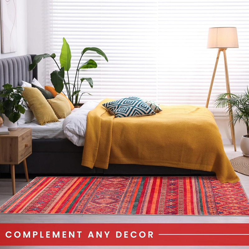 Non Slip Area Rugs Machine Washable Carpet Pad Entryway Rug Low Pile Modern Mat For Bedroom - 1322NR, Rectangle 160 x 230 cm