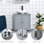 (Sans évier) Armoire de rangement à piédestal, base de meuble-lavabo, armoire de salle de bain sous évier avec découpe en U et tablette interne réglable, gris