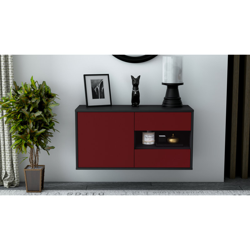 Marling Unfinished Floating TV Stand, Red
