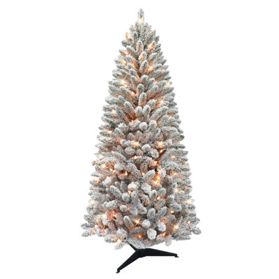 Pre-Lit Flocked Carson Pine Artificial Tree