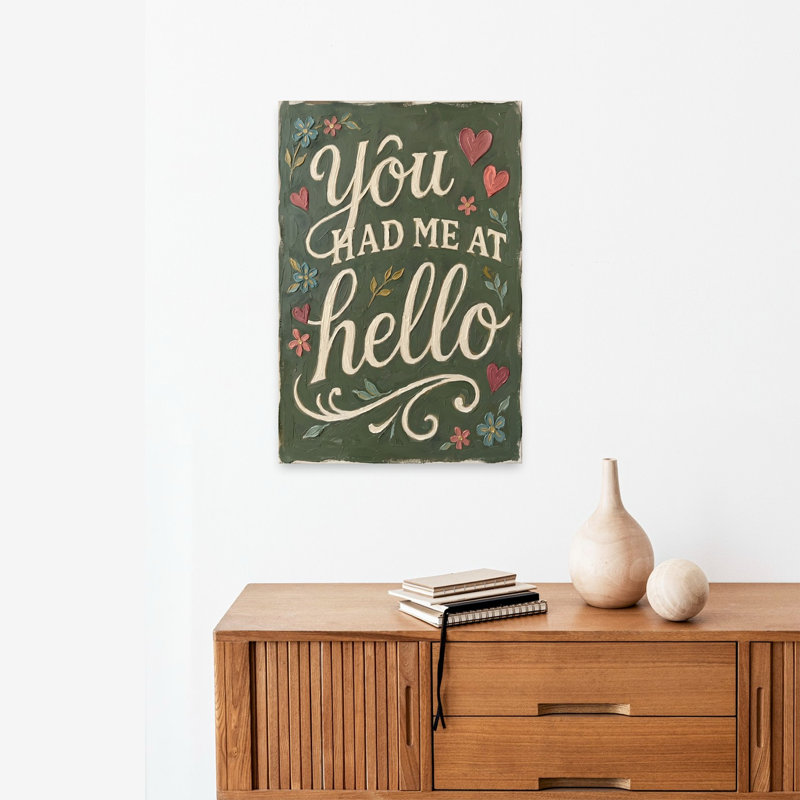 You Had Me At Hello Romantic Abstract Contemporary Flower Landscape Wall Art Print, 24" H x 16" W