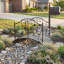 Iron Garden Bridge with Bird-Patterned Railings and Arched Handrails, Decorative Metal Garden Bridge for Outdoor Yard