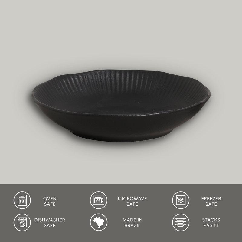 Handcrafted Matte Black Porcelain Salad/Dessert Plate Set