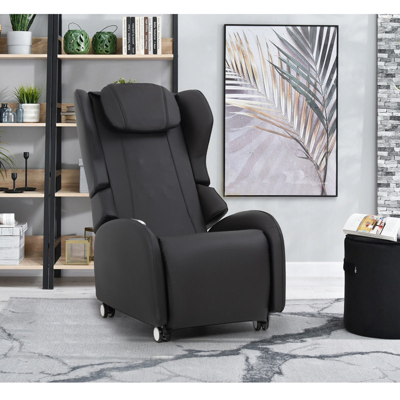 Fauteuil de massage inclinable électrique en similicuir, Noir