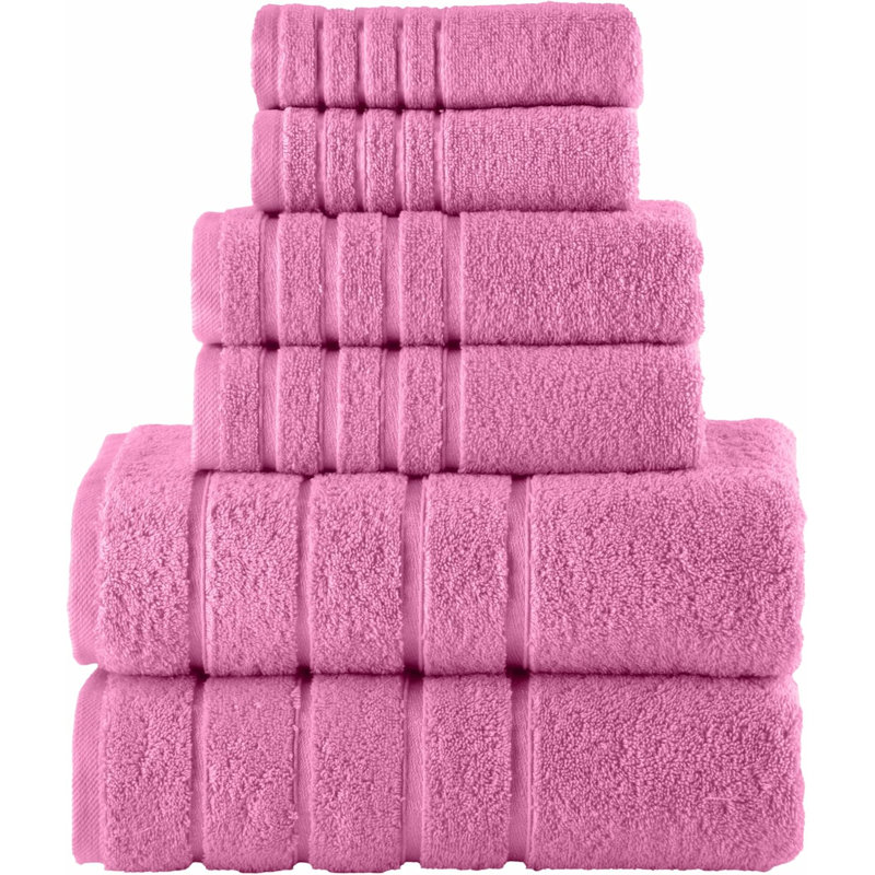 Elegant Comfort 4 Lines Viscose Stripe 6-Piece Premium Towel Set - 100% Turkish Cotton High Absorbent Luxury Bathroom Towels – Includes 2 Washcloths, 2 Hand Towels And 2 Bath Towels Set