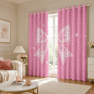 2Pcs rideaux mignons à imprimé de nœuds