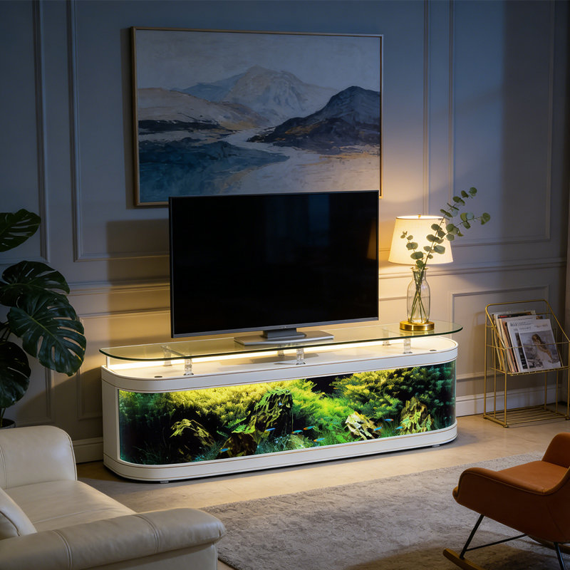 Meuble télé courbé Eco Aquarium intégré