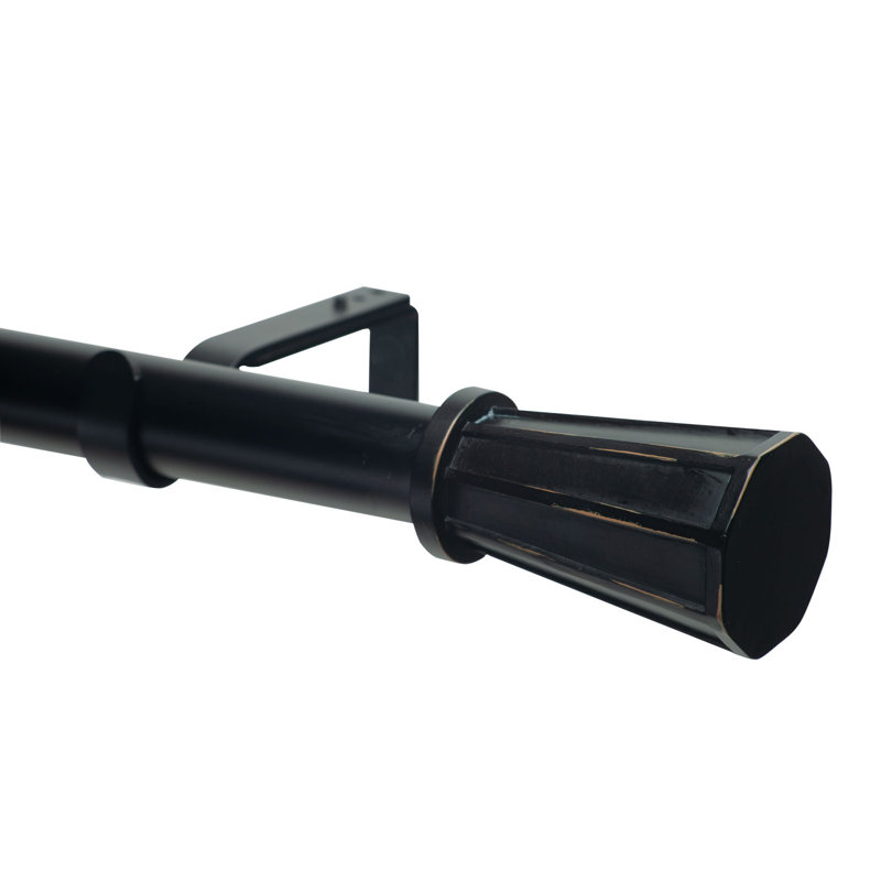 Tringle à rideaux simple Sandra, H 3,5 po x l 120 po x P 5,25 po, Noir