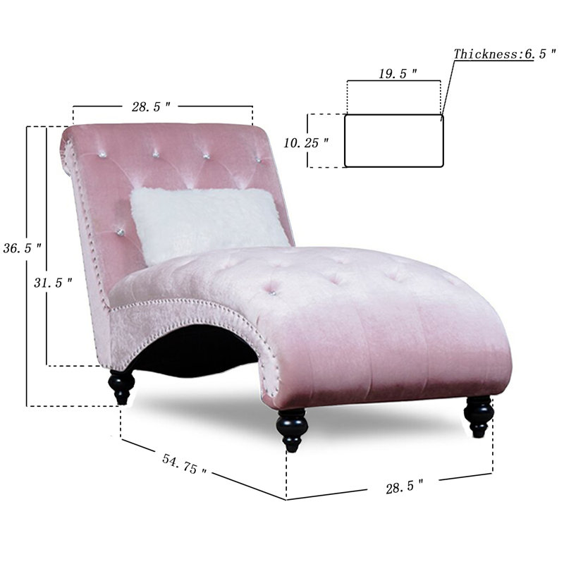 Chaise longue, Velours rose